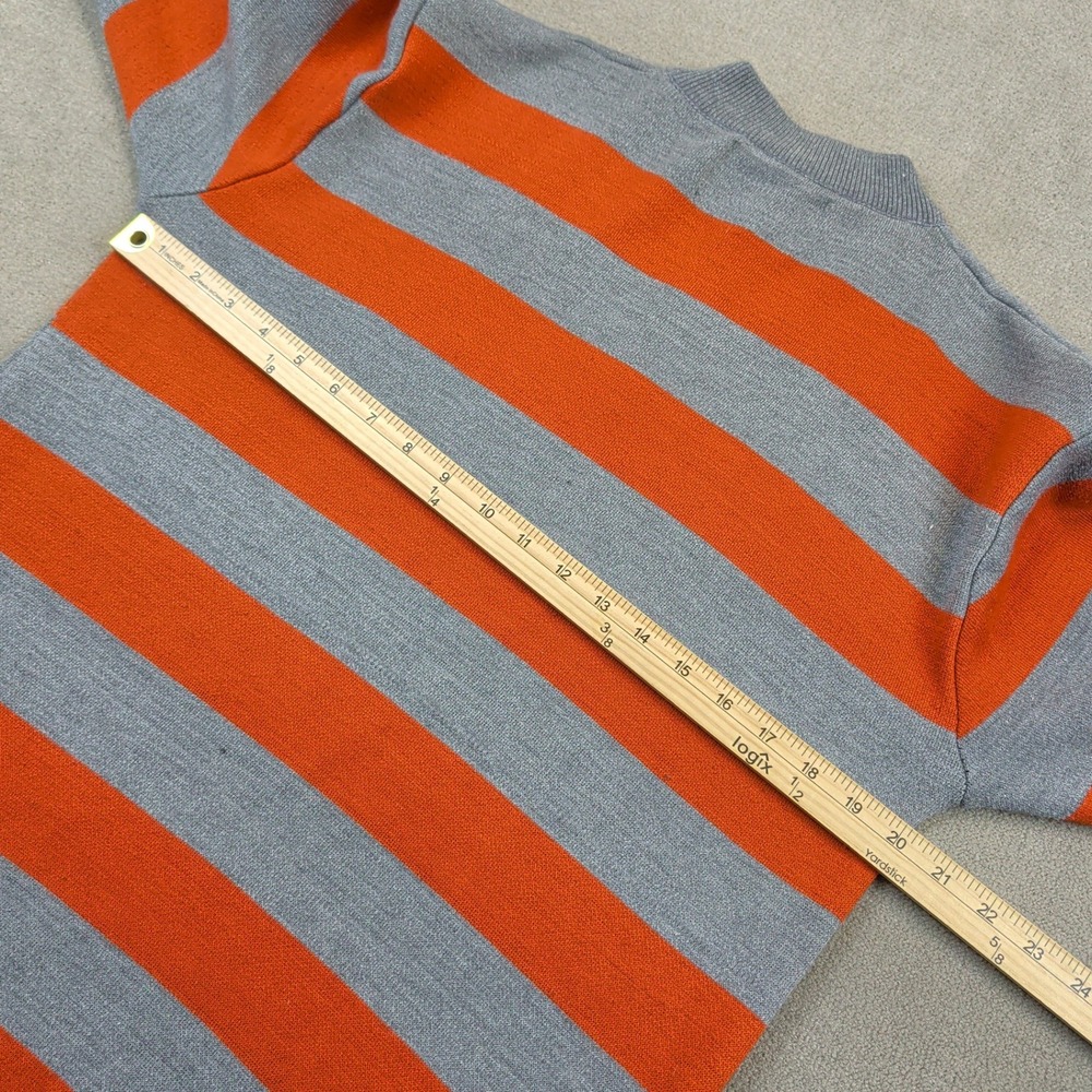 Silverneedle Quarter Zip Sweater Mens Large Gray Orange Striped Mock Neck Knit - Picture 9 of 10